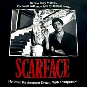 Scarface Tony Montana Graphic Long Sleeve Shirt Black XL Movie Streetwear Tee
